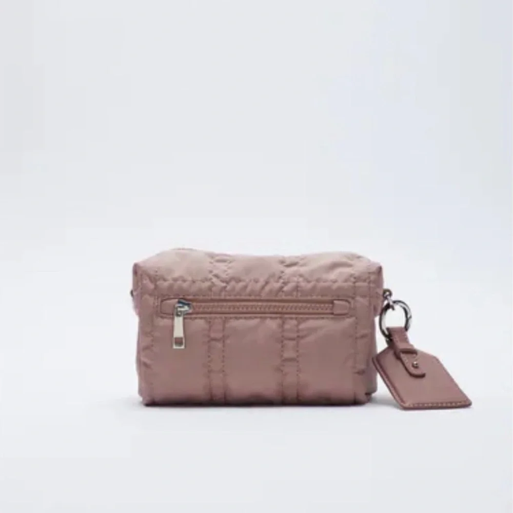 Zara Nylon Toiletry Bag w/ Topstitching Pink